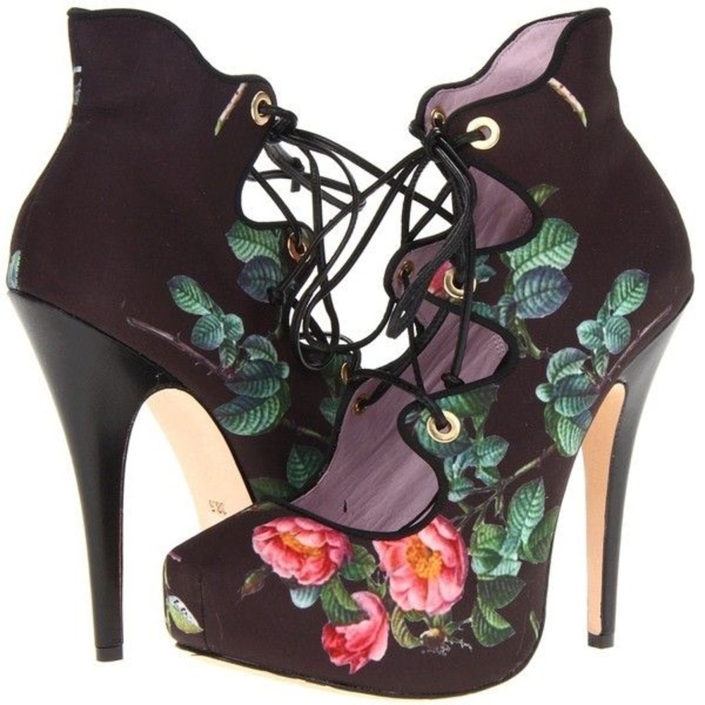 Vivienne Westwood Scarlet Lace Up floral Heels